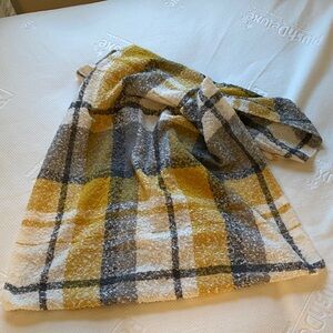 Plaid Yellow and Gray Women's Infinity Scarf